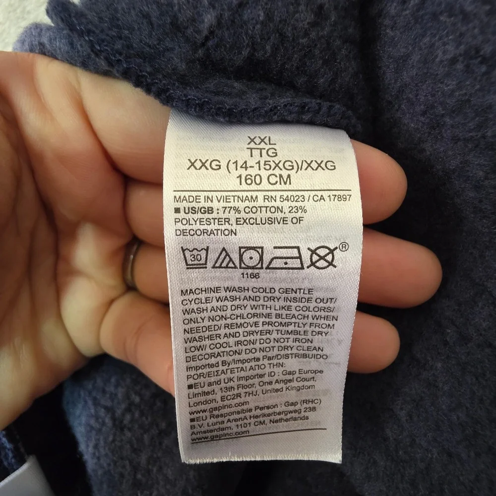 Gap Kids Navy Blue Pink Logo Fleece Jogger Sweatpants XXL 14-16